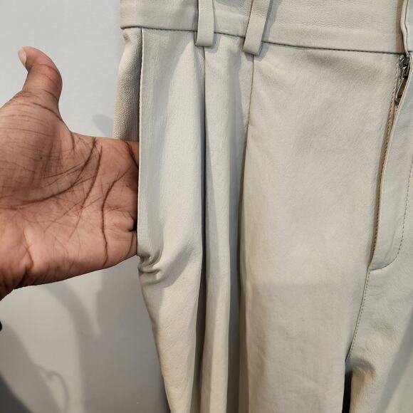SPRWMN high-rise lamb leather cream trousers size large - Picture 6 of 10